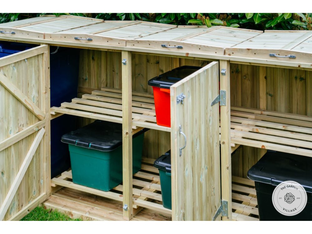 Shireburn 1 Wheelie Bin with Recycle Box Store (Galvanised Ironmongery)_Bin Stores