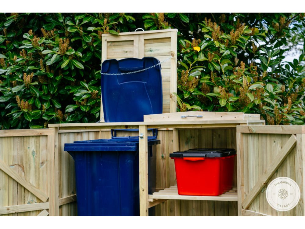 Shireburn 1 Wheelie Bin with Recycle Box Store (Galvanised Ironmongery)_Bin Stores