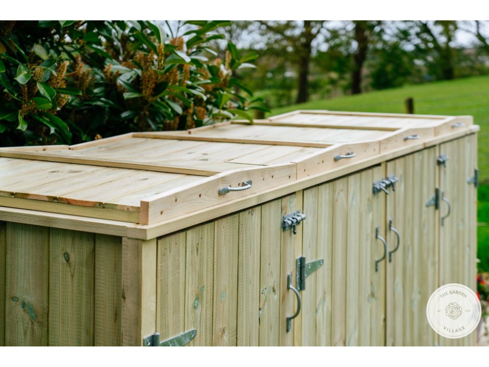 Shireburn 1 Wheelie Bin with Recycle Box Store (Galvanised Ironmongery)_Bin Stores