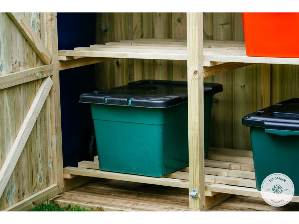 Shireburn 2 Wheelie Bin with Recycle Box Store (Galvanised Ironmongery)_Bin Stores
