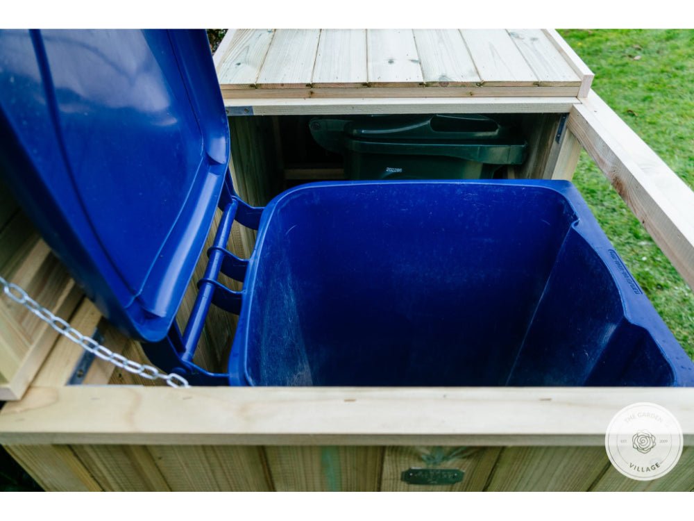 Shireburn 2 Wheelie Bin with Recycle Box Store (Galvanised Ironmongery)_Bin Stores