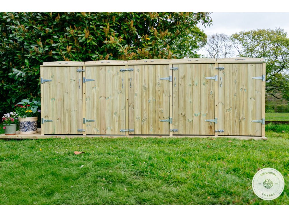 Shireburn 3 Wheelie Bin with Recycle Box Store (Galvanised Ironmongery)_Bin Stores