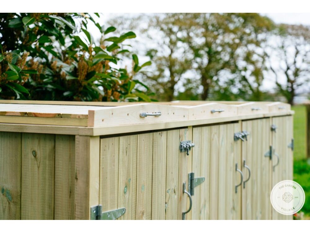 Shireburn 3 Wheelie Bin with Recycle Box Store (Galvanised Ironmongery)_Bin Stores