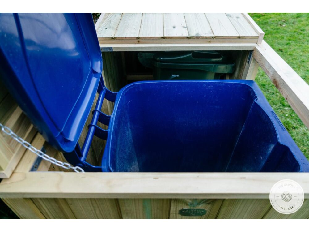 Shireburn 3 Wheelie Bin with Recycle Box Store (Galvanised Ironmongery)_Bin Stores