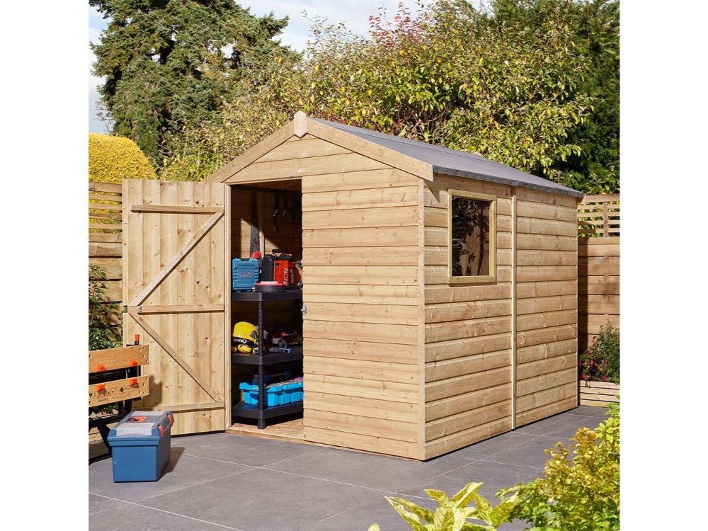 8×6 Single Door Shiplap Apex Shed With Window_Garden Furniture