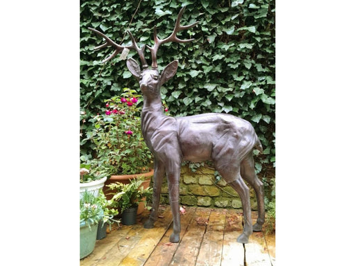 Standing Stag Buck Ornament cast from Aluminium- Extra Large_Garden Ornaments
