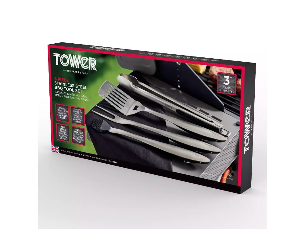4 Piece Stainless Steel BBQ Tool Set (10 - in - 1 functions)_BBQ Utensils & Accessories