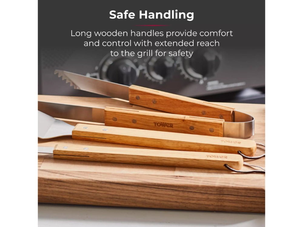 4 Piece Wooden BBQ Tools Set with Box_BBQ Utensils & Accessories