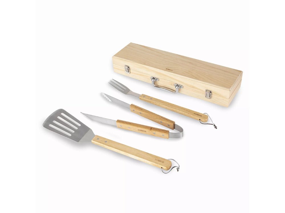4 Piece Wooden BBQ Tools Set with Box_BBQ Utensils & Accessories