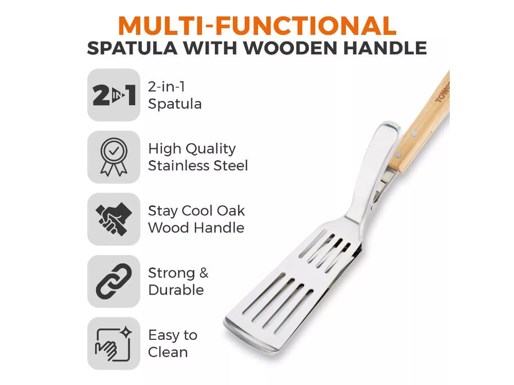 Ultimate 2 - in - 1 BBQ Spatula with Wooden Handle_BBQ Utensils & Accessories