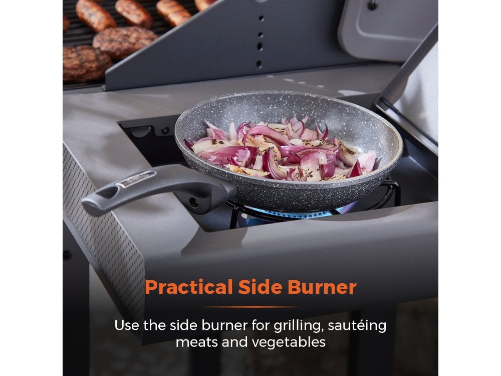 Stealth 4000 Four Burner Porcelain Gas BBQ with Side BurnerPrecision Thermometer and Cabinets_BBQS