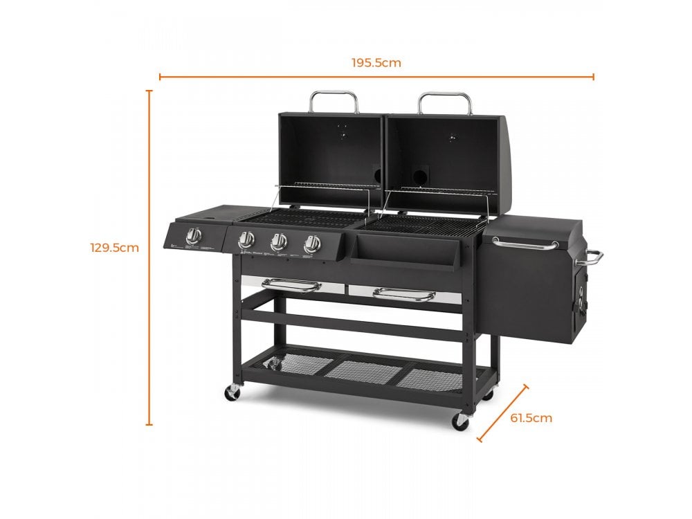 Ignite Multi XL Grill with Gas/Charcoal/Smoker/Side Burner_BBQS