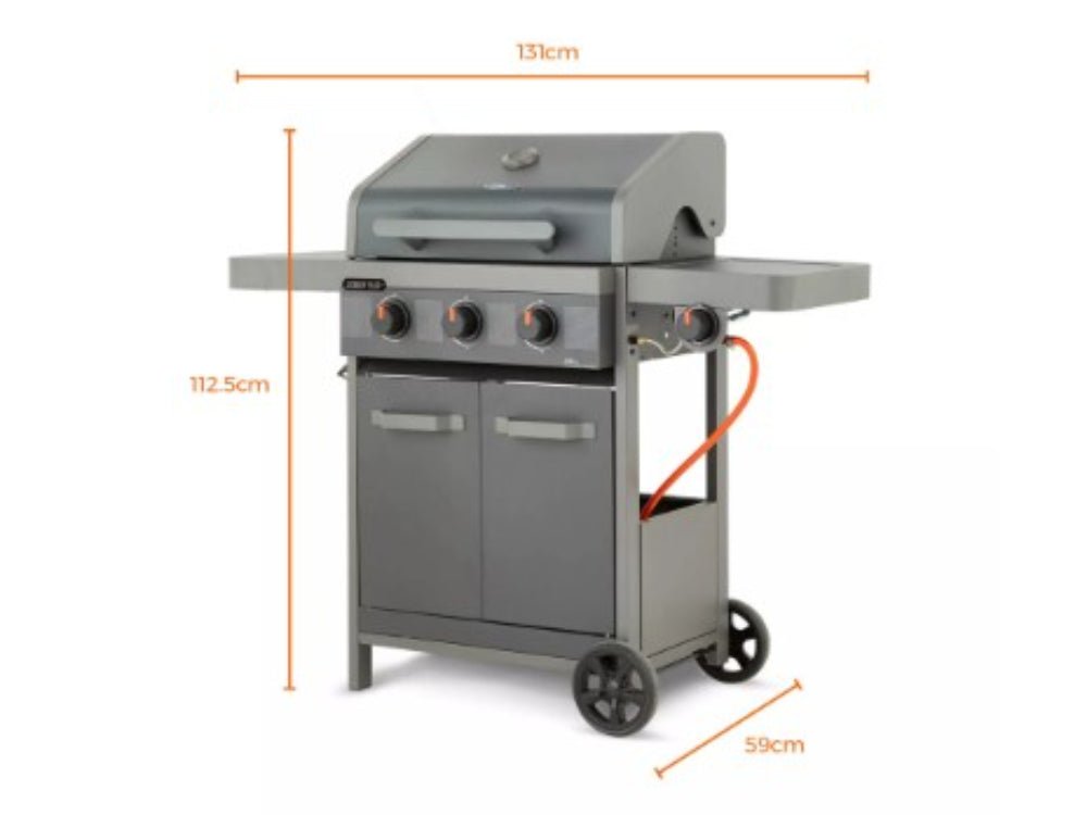 Stealth Plus Three Burner Gas BBQ with Side Burner and Waterproof Cover_BBQs