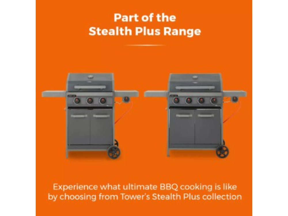 Stealth Plus Three Burner Gas BBQ with Side Burner and Waterproof Cover_BBQs
