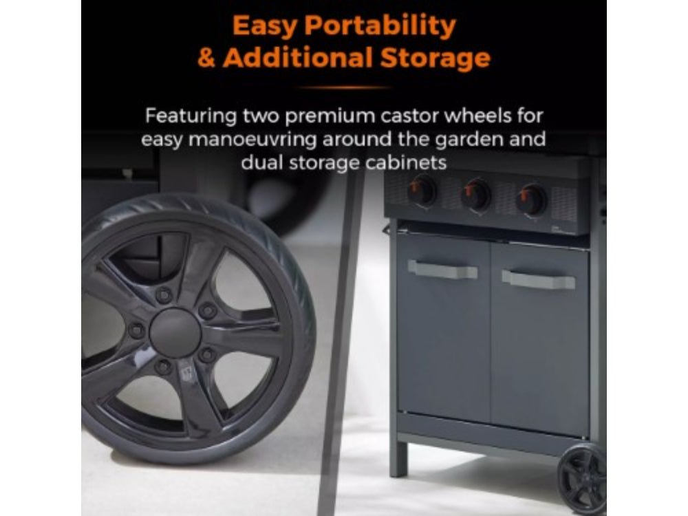 Stealth Plus Three Burner Gas BBQ with Side Burner and Waterproof Cover_BBQs