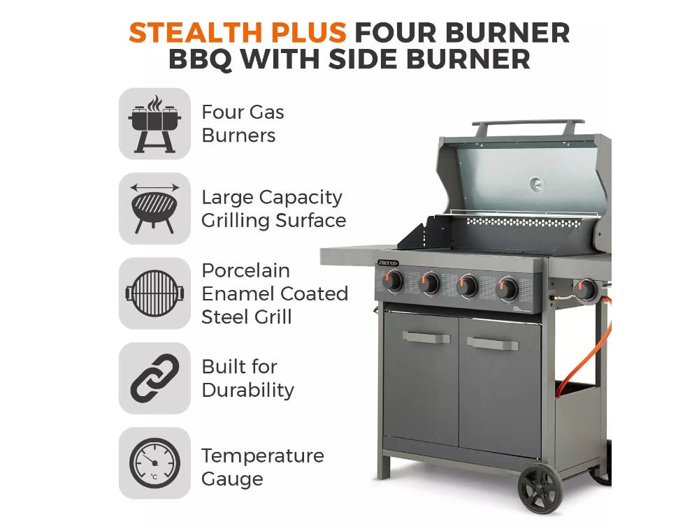 Stealth Plus Four Burner BBQ w/Side Burner_BBQs