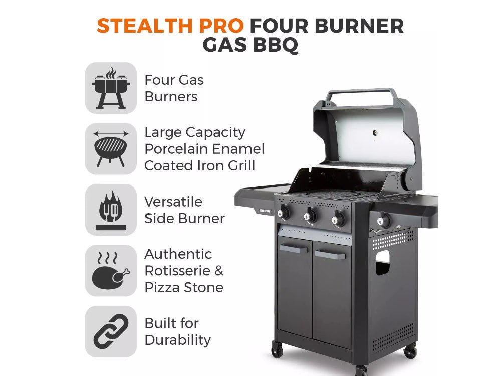Stealth Pro Four Burner BBQ w/ Rotisserie_BBQs