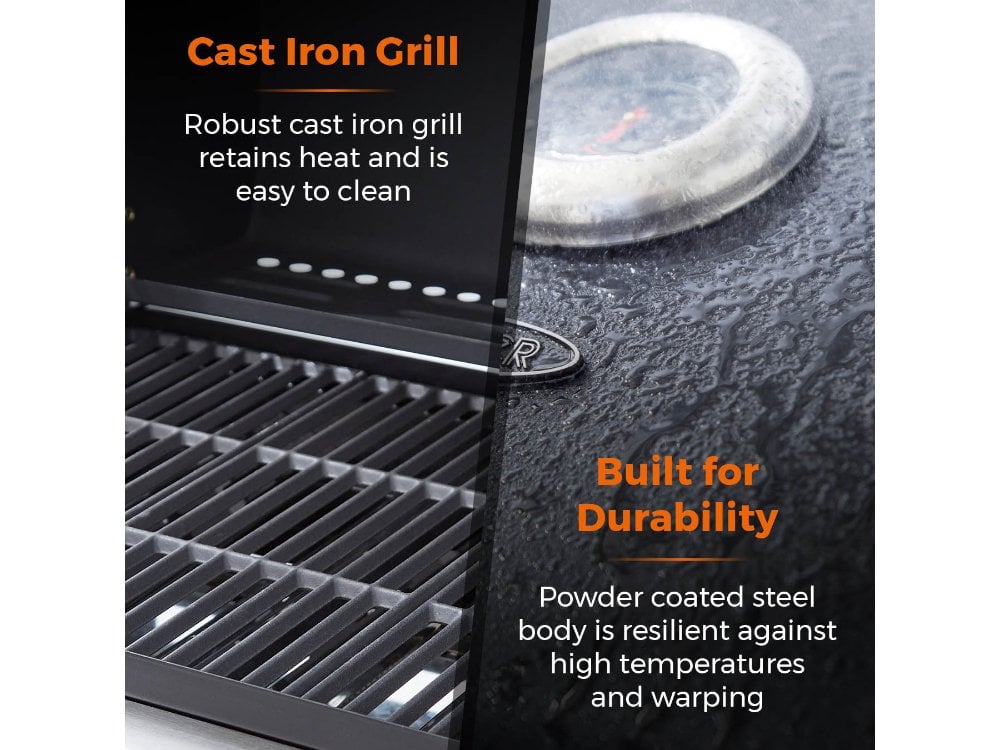 Six Burner Gas BBQ and Plancha with Precision Heat Thermometer and Waterproof Cover_BBQS