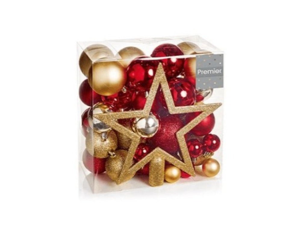 50 - Piece Christmas Bauble Set with Star Ornament_Indoor Christmas Decorations