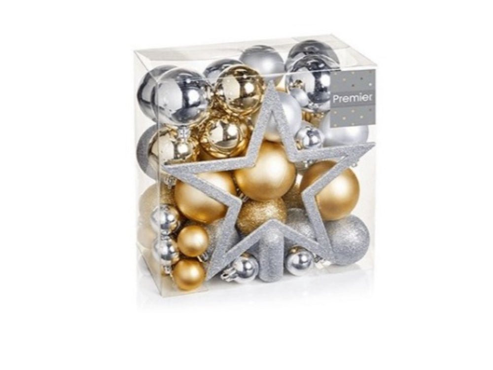 50 - Piece Christmas Bauble Set with Star Ornament_Indoor Christmas Decorations