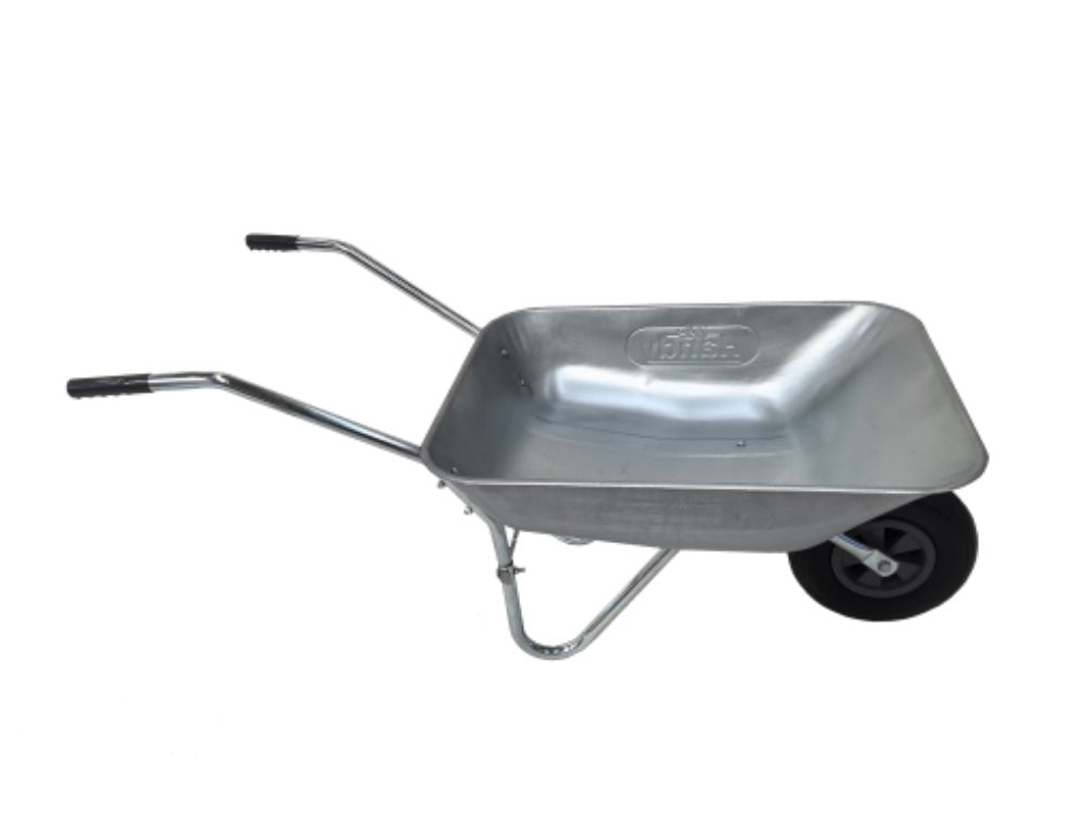 65L Galvanised Steel Wheelbarrow with Pneumatic Wheel_Trollies & Wagons