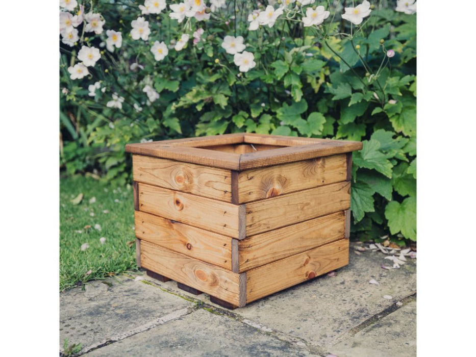 Valley Small Square Planter – Brown Swedish Redwood Garden Planter_Planters