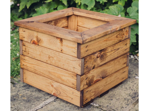 Valley Small Square Planter – Brown Swedish Redwood Garden Planter_Planters