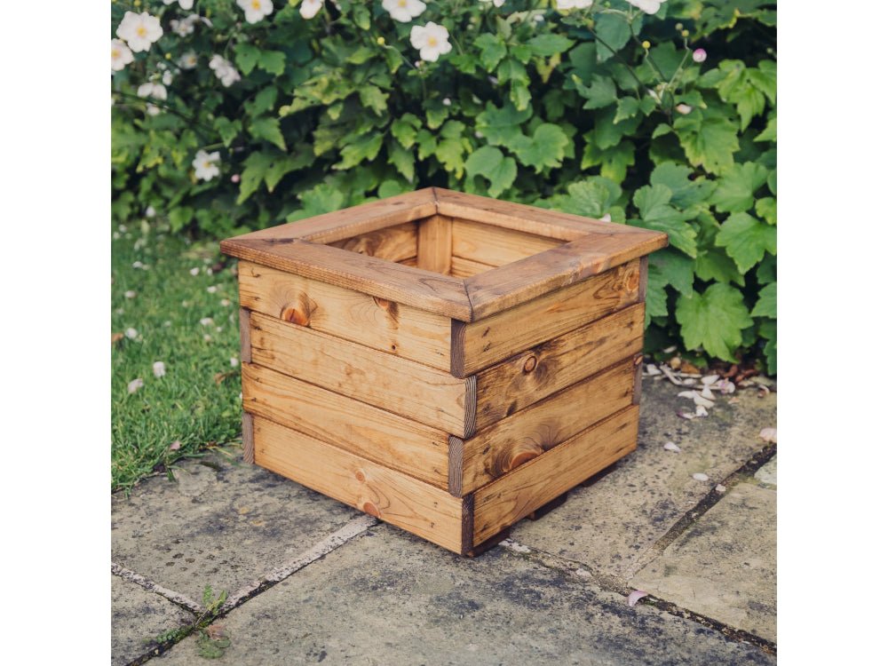 Valley Small Square Planter – Brown Swedish Redwood Garden Planter_Planters