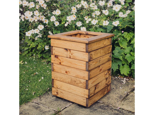 Valley Tall Square Planter - Brown Swedish Redwood Garden Planter_Planters