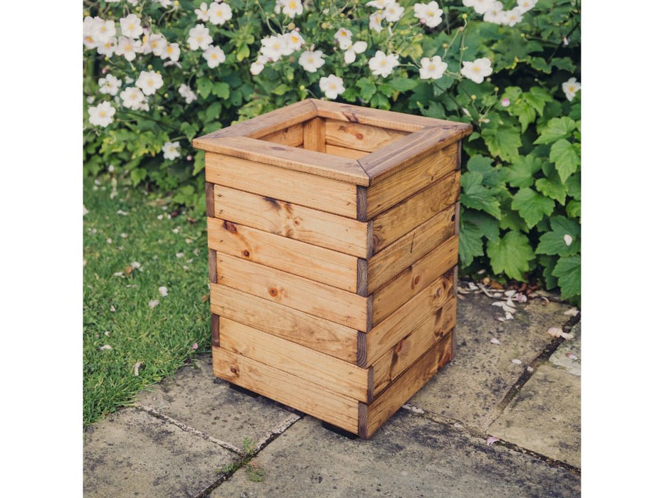 Valley Tall Square Planter - Brown Swedish Redwood Garden Planter_Planters