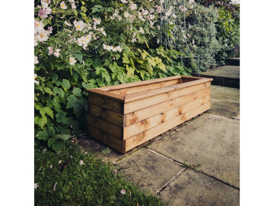 Valley Trough Planter – 3 sizes - Brown Swedish Redwood Garden Planter_Planters