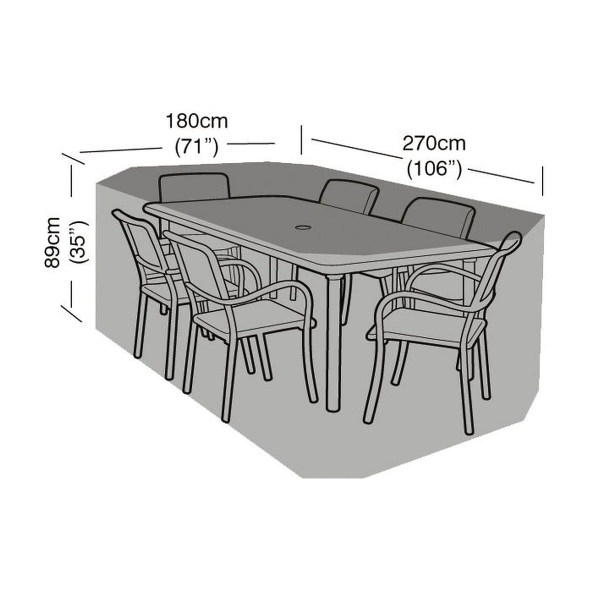 6 Seater Rectangular Table & Chairs Cover_Garden Furniture Covers