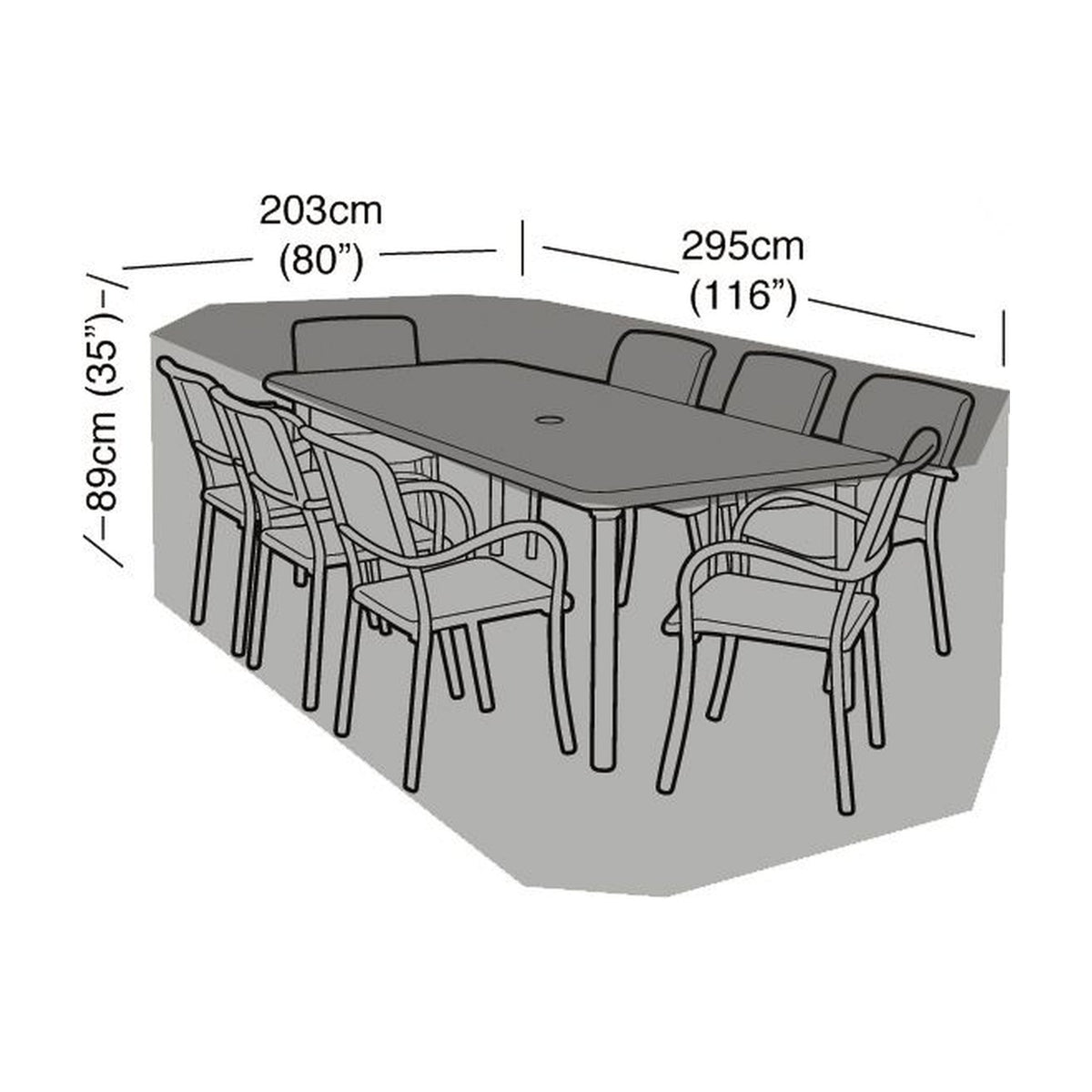 8 Seater Rectangular Table & Chairs Cover_Garden Furniture Covers
