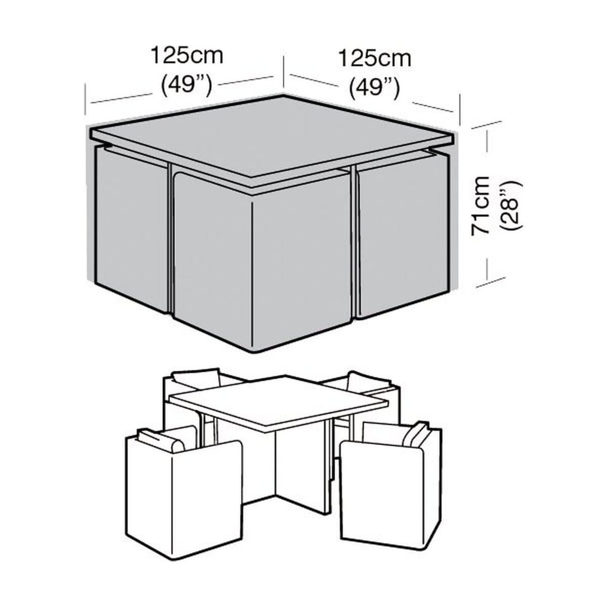 4 Seater Medium Cube Set Cover_Rattan Furniture Covers