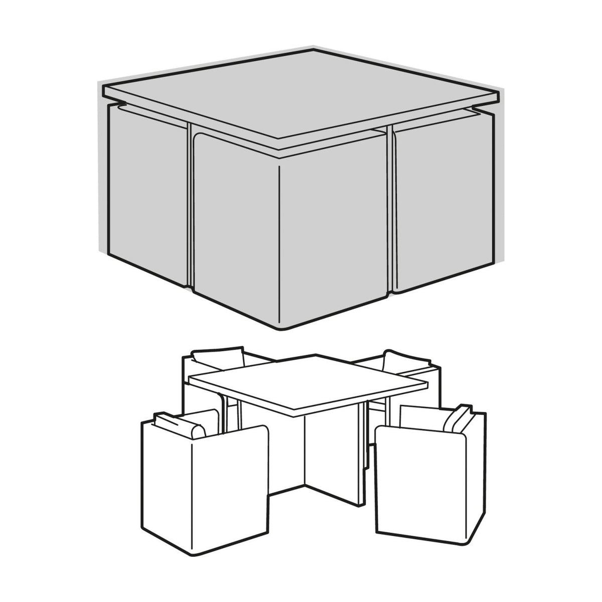 4 Seater Medium Cube Set Cover_Rattan Furniture Covers