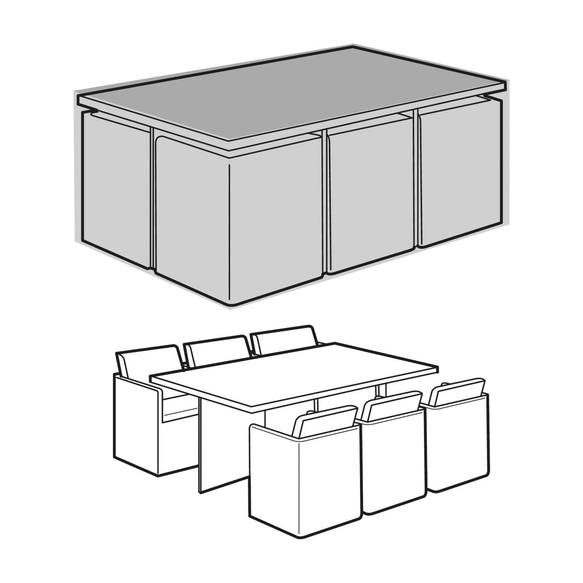 6 Seater Rectangular Cube Set Cover_Rattan Furniture Covers