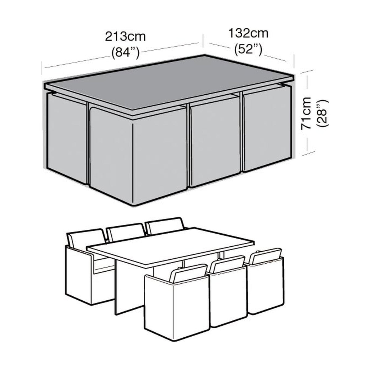 6 Seater Rectangular Cube Set Cover_Rattan Furniture Covers