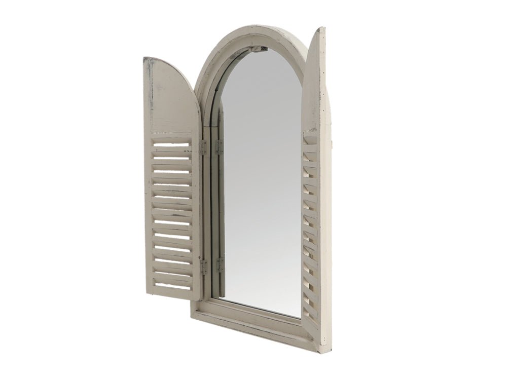 Country White Mirror with French Doors - Solid Wood & Mirror Glass_Garden Mirrors