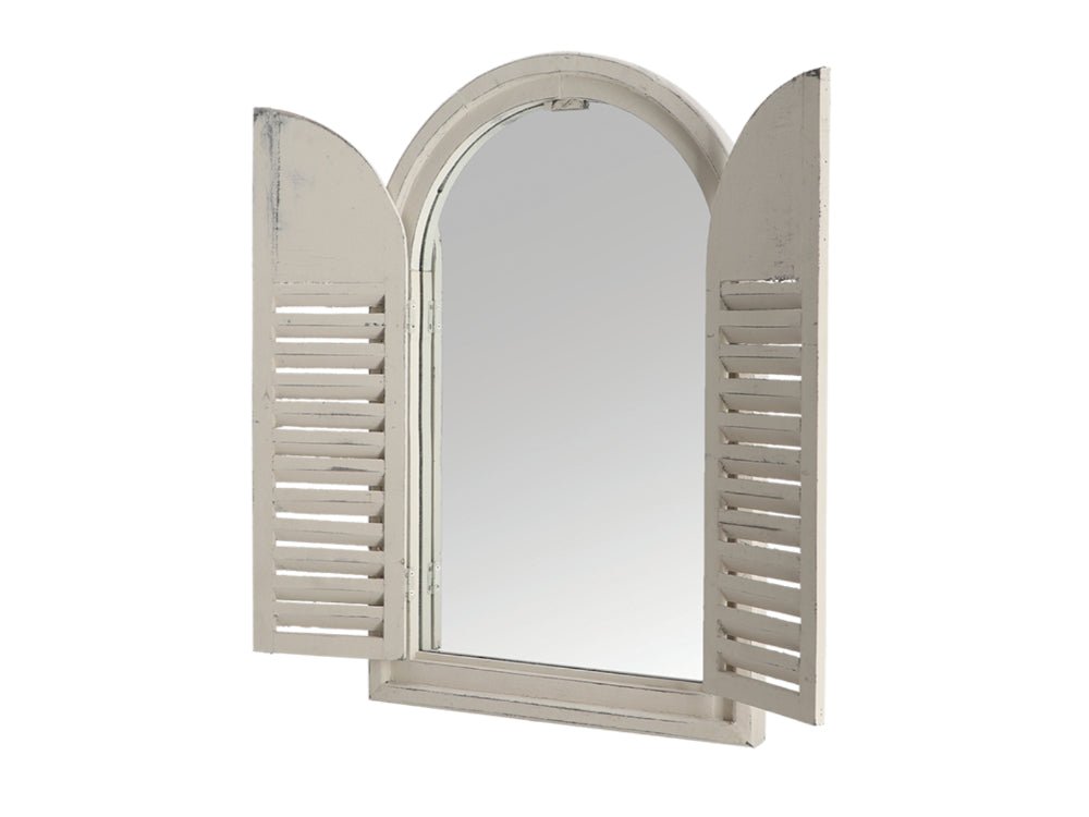 Country White Mirror with French Doors - Solid Wood & Mirror Glass_Garden Mirrors