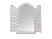 Country White Mirror with French Doors - Solid Wood & Mirror Glass_Garden Mirrors