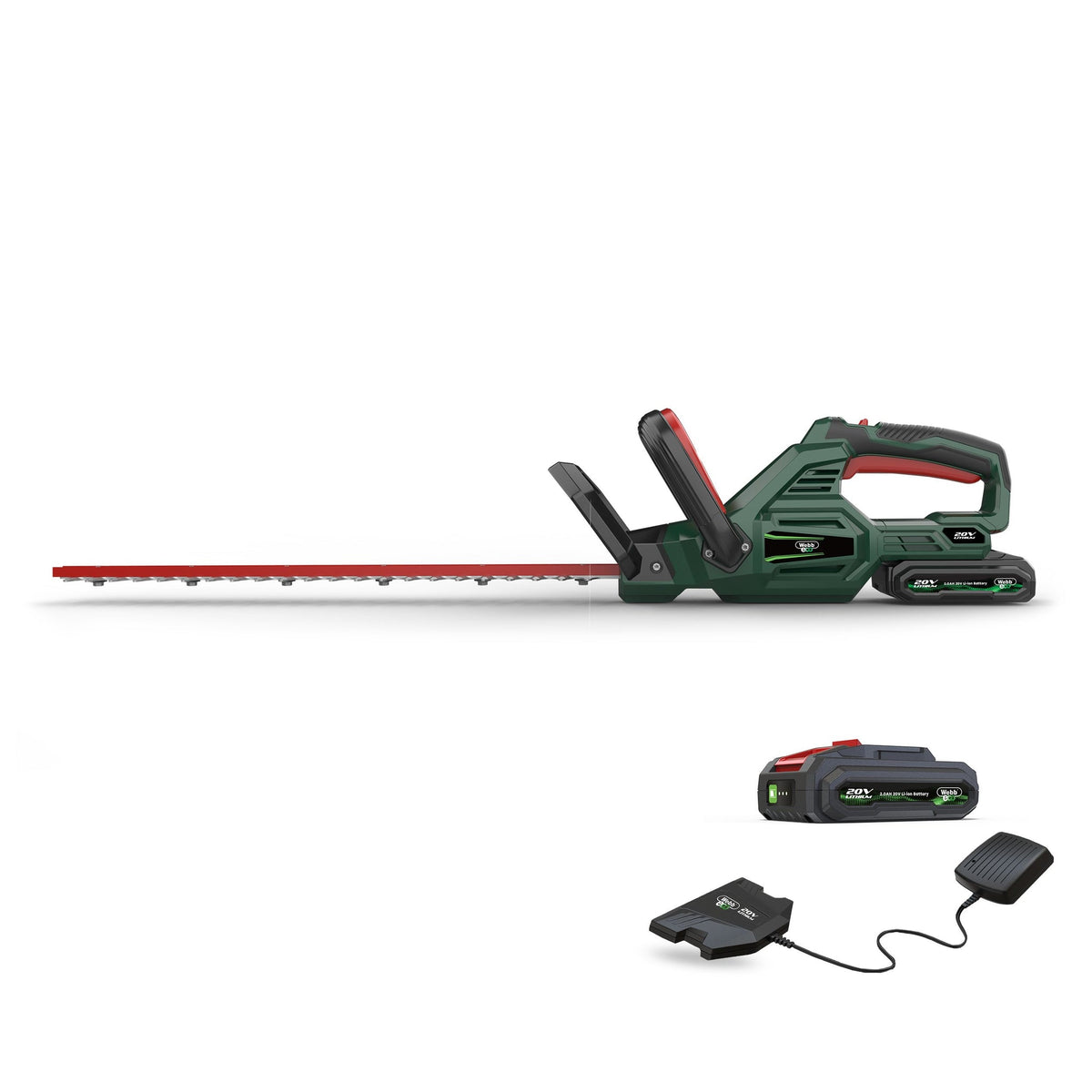 Webb Eco 20V 50cm (20") Cordless Hedge Trimmer (2Ah Battery & Charger Included)_Hedge Trimmers