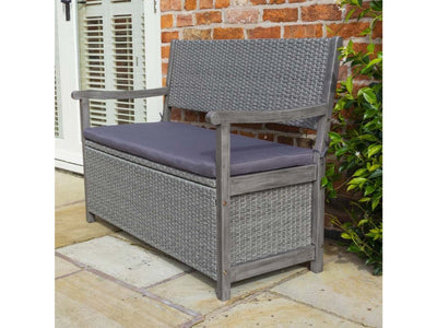 Alderley Rattan Storage Bench - Grey