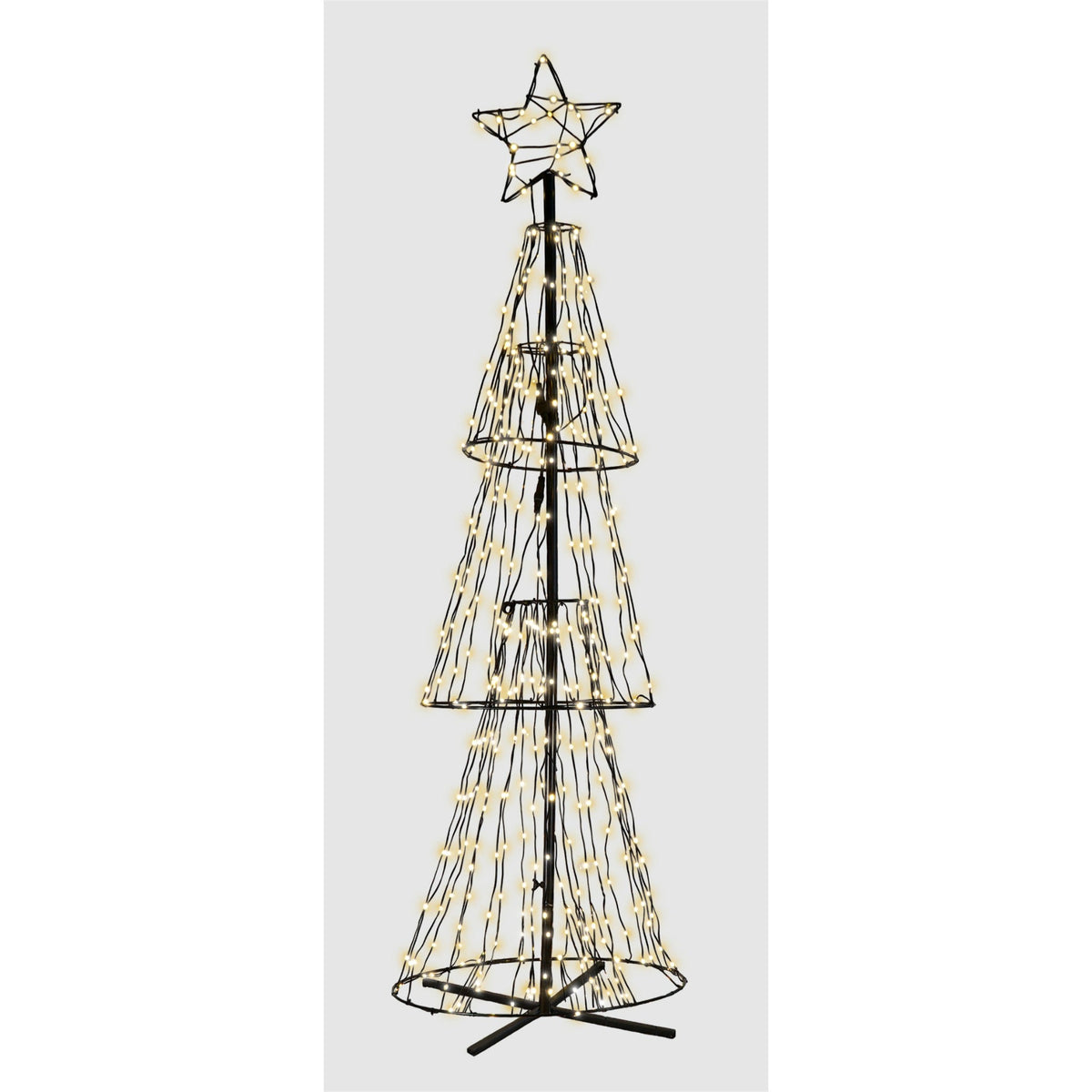 Xmas Haus All Surface 3D LED Christmas Tree with Star – 1.5m or 2.1m, 310–550 Warm White LEDs, 8 Light Modes & Timer for Indoor/Outdoor Use_Artificial Christmas Trees