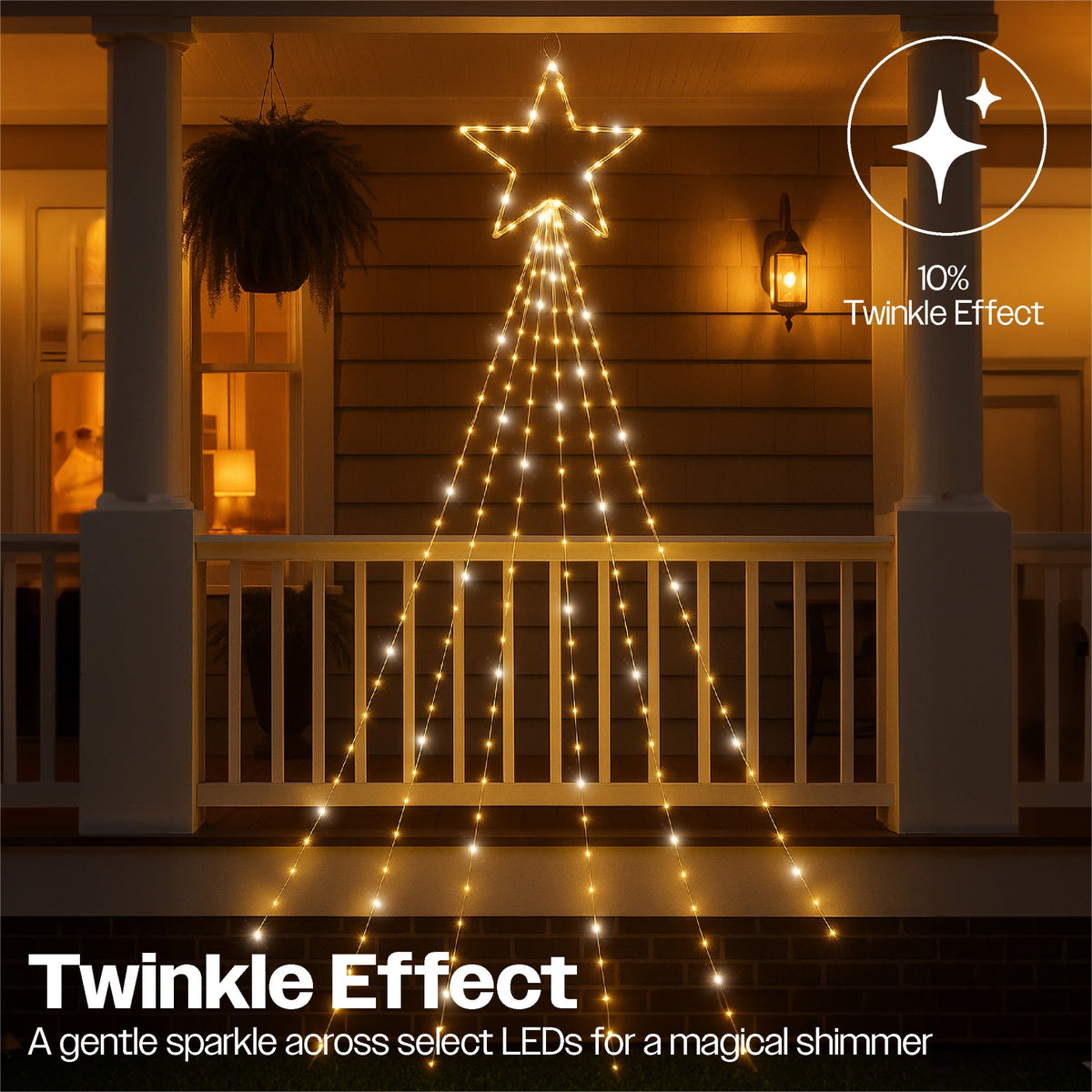 Xmas Haus LED 2D Waterfall Tree – 3m, 4.8m or 7m – Cool White Twinkling LEDs – Indoor & Outdoor Use_Outdoor Christmas Decorations