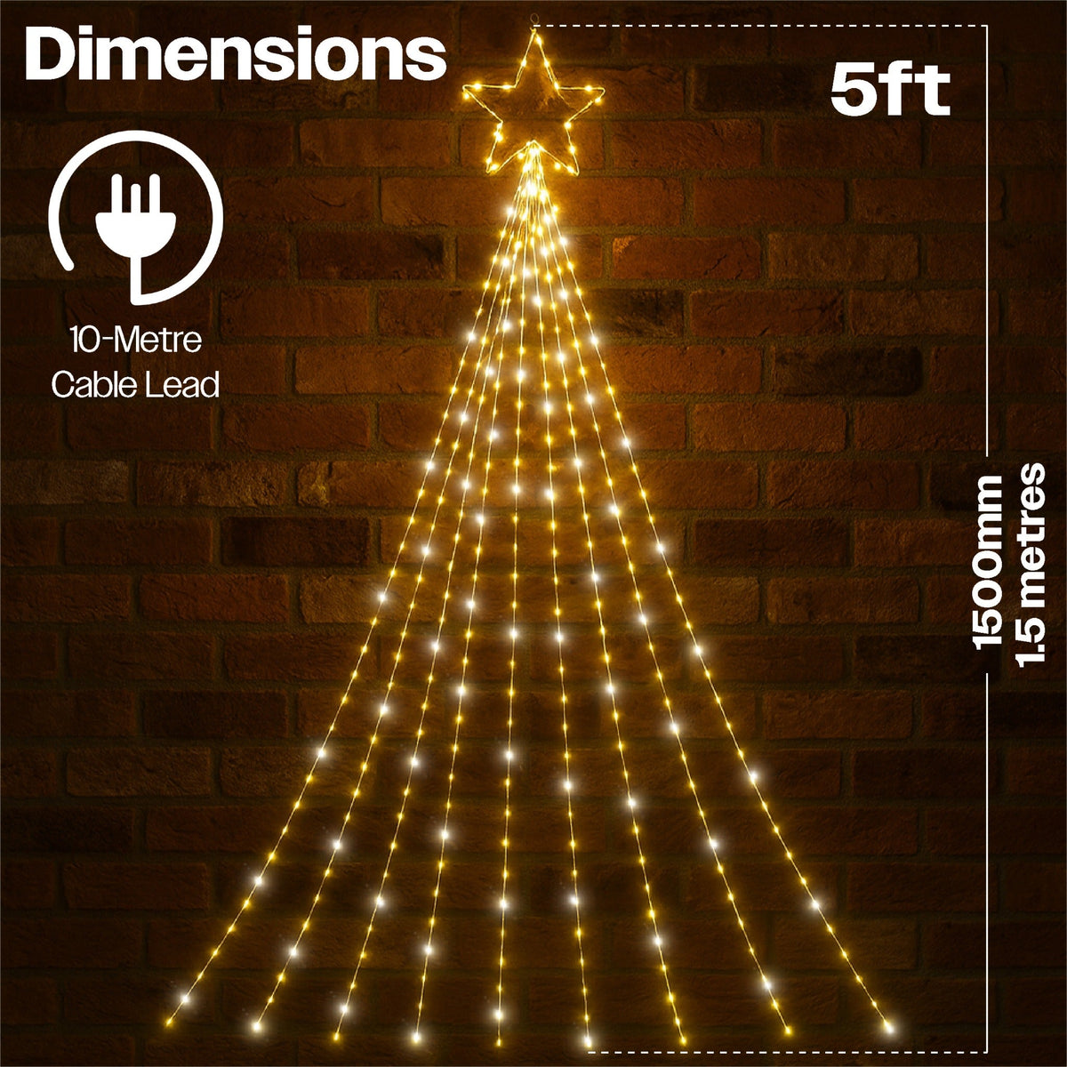 Xmas Haus LED 2D Waterfall Tree – 3m, 4.8m or 7m – Cool White Twinkling LEDs – Indoor & Outdoor Use_Outdoor Christmas Decorations