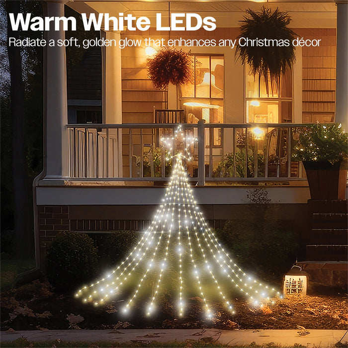 Xmas Haus LED 2D Waterfall Tree – 3m, 4.8m or 7m – Cool White Twinkling LEDs – Indoor & Outdoor Use_Outdoor Christmas Decorations