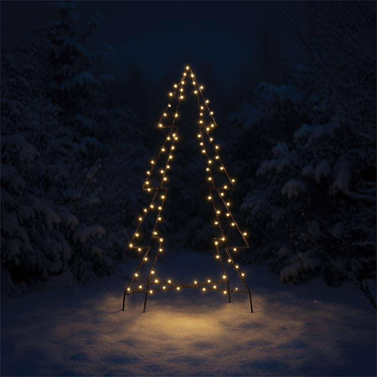 Xmas Haus 3D LED Christmas Tree – 1.5m Black Frame with 240 Warm White LEDs, Timer Function, Outdoor Festive Decoration_Artificial Christmas Trees