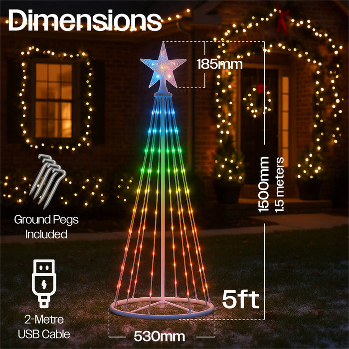 Xmas Haus 3D 1.5m RGB LED Pre-Lit Smart Christmas Tree