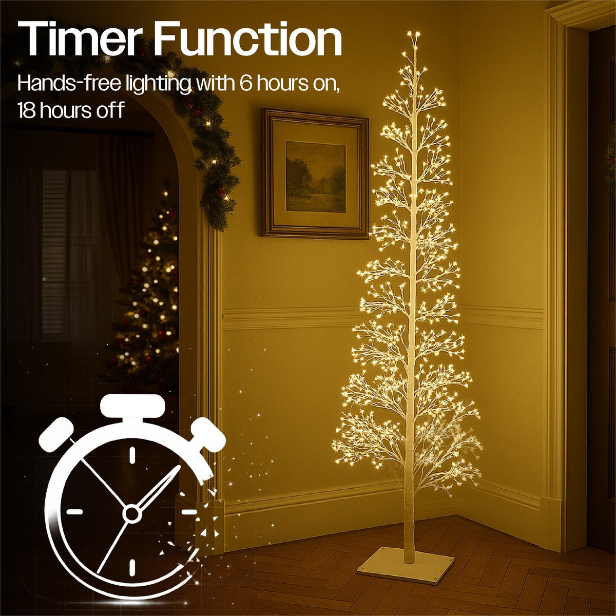 Xmas Haus Indoor/Outdoor White Copper Wire Christmas Tree – 1.5m or–1.8m with 2000–3000 Warm White Micro LEDs, Metal Base for Garden & Patio_Artificial Christmas Trees