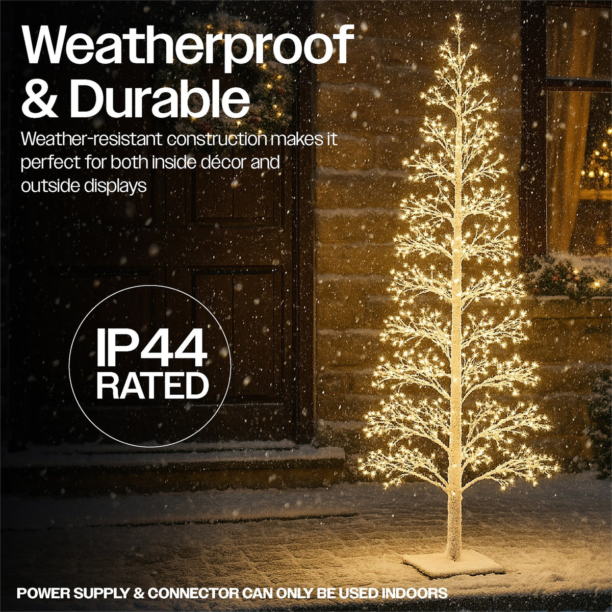 Xmas Haus Indoor/Outdoor White Copper Wire Christmas Tree – 1.5m or–1.8m with 2000–3000 Warm White Micro LEDs, Metal Base for Garden & Patio_Artificial Christmas Trees